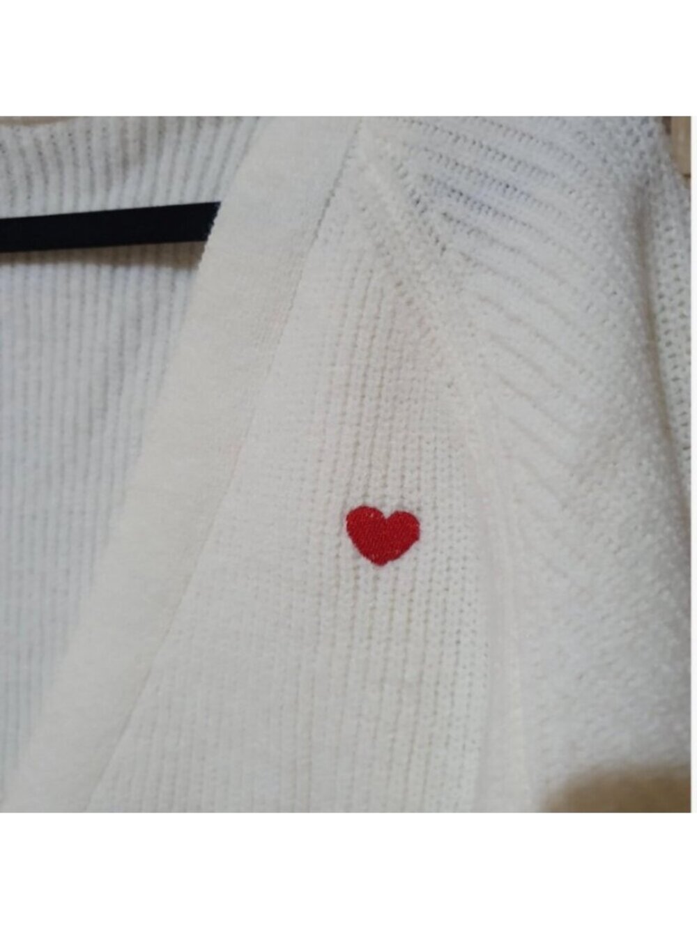 Beige Frenchy Heart Embroidery Button Front Cardigan - Picture 7 of 8